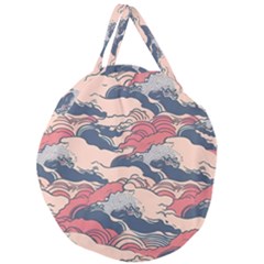 Waves Ocean Sea Water Pattern Rough Seas Giant Round Zipper Tote by danenraven