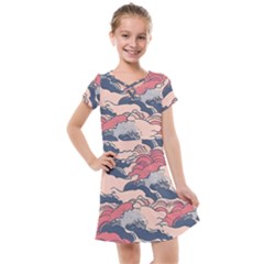 Waves Ocean Sea Water Pattern Rough Seas Kids  Cross Web Dress by danenraven