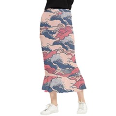 Waves Ocean Sea Water Pattern Rough Seas Maxi Fishtail Chiffon Skirt by danenraven