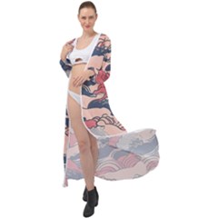 Waves Ocean Sea Water Pattern Rough Seas Maxi Chiffon Beach Wrap by danenraven