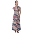 Waves Ocean Sea Water Pattern Rough Seas Flutter Sleeve Maxi Dress View1