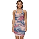 Waves Ocean Sea Water Pattern Rough Seas Sleeveless Wide Square Neckline Ruched Bodycon Dress View1