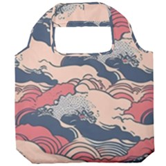 Waves Ocean Sea Water Pattern Rough Seas Foldable Grocery Recycle Bag by danenraven