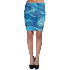 Ocean Waves Sea Abstract Pattern Water Blue Bodycon Skirt by danenraven