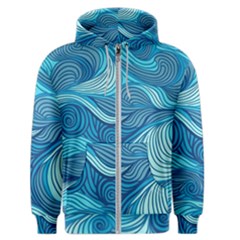 Ocean Waves Sea Abstract Pattern Water Blue Men s Zipper Hoodie