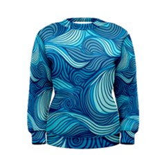 Ocean Waves Sea Abstract Pattern Water Blue Women s Sweatshirt