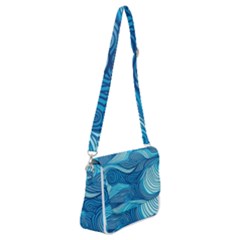 Ocean Waves Sea Abstract Pattern Water Blue Shoulder Bag With Back Zipper by danenraven