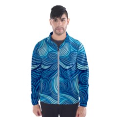 Ocean Waves Sea Abstract Pattern Water Blue Men s Windbreaker