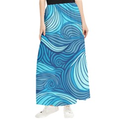 Ocean Waves Sea Abstract Pattern Water Blue Maxi Chiffon Skirt by danenraven