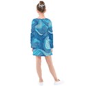 Ocean Waves Sea Abstract Pattern Water Blue Kids  Long Sleeve Dress View2