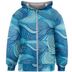 Ocean Waves Sea Abstract Pattern Water Blue Kids  Zipper Hoodie Without Drawstring