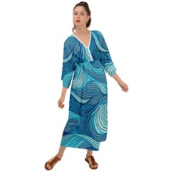 Ocean Waves Sea Abstract Pattern Water Blue Grecian Style  Maxi Dress by danenraven