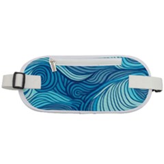 Ocean Waves Sea Abstract Pattern Water Blue Rounded Waist Pouch by danenraven