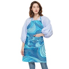 Ocean Waves Sea Abstract Pattern Water Blue Pocket Apron by danenraven