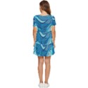 Ocean Waves Sea Abstract Pattern Water Blue Tiered Short Sleeve Babydoll Dress View4