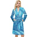 Ocean Waves Sea Abstract Pattern Water Blue Long Sleeve Velvet Robe View1