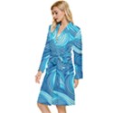 Ocean Waves Sea Abstract Pattern Water Blue Long Sleeve Velvet Robe View2