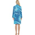 Ocean Waves Sea Abstract Pattern Water Blue Long Sleeve Velvet Robe View4