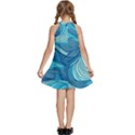 Ocean Waves Sea Abstract Pattern Water Blue Kids  Halter Collar Waist Tie Chiffon Dress View4