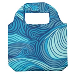 Ocean Waves Sea Abstract Pattern Water Blue Premium Foldable Grocery Recycle Bag by danenraven