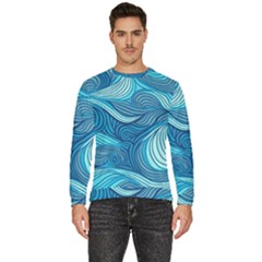 Ocean Waves Sea Abstract Pattern Water Blue Men s Fleece Sweatshirt