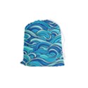 Pattern Ocean Waves Blue Nature Sea Abstract Drawstring Pouch (Medium) View1