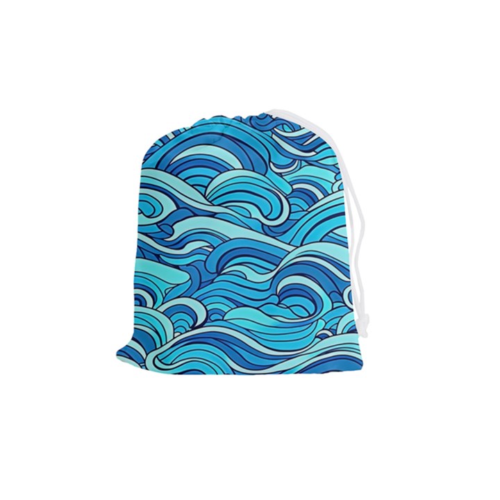 Pattern Ocean Waves Blue Nature Sea Abstract Drawstring Pouch (Medium)