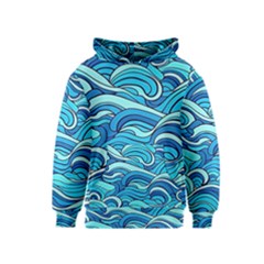 Pattern Ocean Waves Blue Nature Sea Abstract Kids  Pullover Hoodie