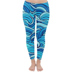 Pattern Ocean Waves Blue Nature Sea Abstract Classic Winter Leggings