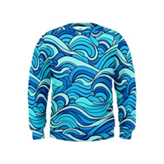 Pattern Ocean Waves Blue Nature Sea Abstract Kids  Sweatshirt