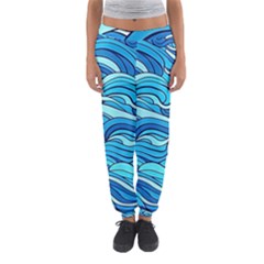 Pattern Ocean Waves Blue Nature Sea Abstract Women s Jogger Sweatpants by danenraven