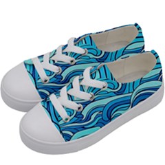 Pattern Ocean Waves Blue Nature Sea Abstract Kids  Low Top Canvas Sneakers by danenraven