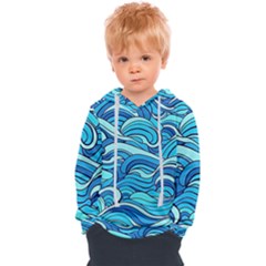 Pattern Ocean Waves Blue Nature Sea Abstract Kids  Overhead Hoodie