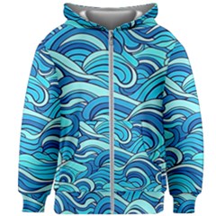 Pattern Ocean Waves Blue Nature Sea Abstract Kids  Zipper Hoodie Without Drawstring