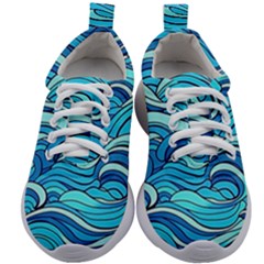 Pattern Ocean Waves Blue Nature Sea Abstract Kids Athletic Shoes by danenraven