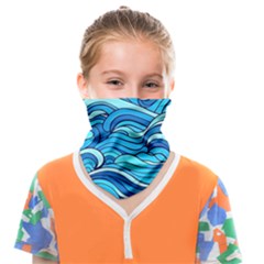 Pattern Ocean Waves Blue Nature Sea Abstract Face Covering Bandana (kids) by danenraven