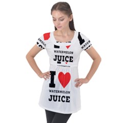 I Love Watermelon Juice Puff Sleeve Tunic Top by ilovewhateva