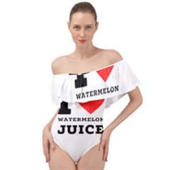 I Love Watermelon Juice Off Shoulder Velour Bodysuit  by ilovewhateva