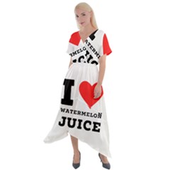 I Love Watermelon Juice Cross Front Sharkbite Hem Maxi Dress by ilovewhateva