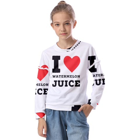 I Love Watermelon Juice Kids  Long Sleeve Tee With Frill  by ilovewhateva