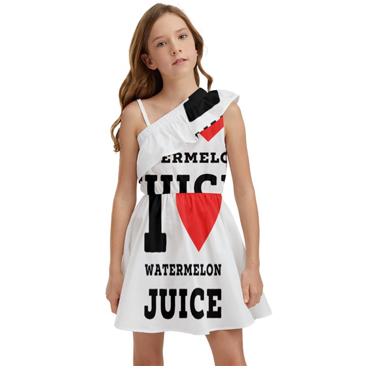 I love watermelon juice Kids  One Shoulder Party Dress