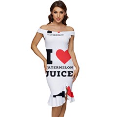 I Love Watermelon Juice Off Shoulder Ruffle Split Hem Bodycon Dress by ilovewhateva