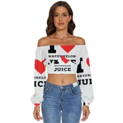 I Love Watermelon Juice Long Sleeve Crinkled Weave Crop Top