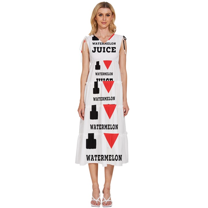 I love watermelon juice V-Neck Drawstring Shoulder Sleeveless Maxi Dress