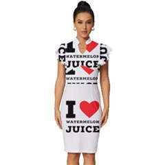 I Love Watermelon Juice Vintage Frill Sleeve V-neck Bodycon Dress by ilovewhateva