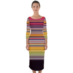 Neopolitan Horizontal Lines Strokes Quarter Sleeve Midi Bodycon Dress by Bangk1t