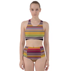 Neopolitan Horizontal Lines Strokes Racer Back Bikini Set