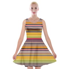 Neopolitan Horizontal Lines Strokes Velvet Skater Dress by Bangk1t