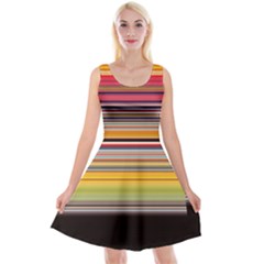 Neopolitan Horizontal Lines Strokes Reversible Velvet Sleeveless Dress