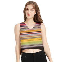 Neopolitan Horizontal Lines Strokes V-neck Cropped Tank Top by Bangk1t